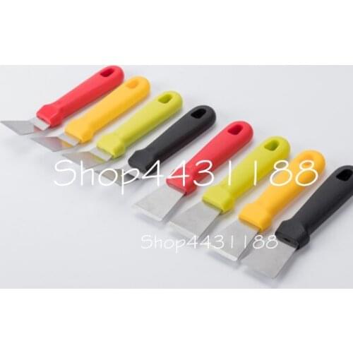 18*4cm Stainless Steel Putty Knife for Range Hood with Plastic Handle, Bend/ Straight Type Kitchen Heavy Oil Spatula