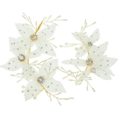 2pcs Women Ladies White Flower Hairddress Bride Wedding Prom Party Pearl Jewelry Handmade Hair Acessories Wedding Decoration