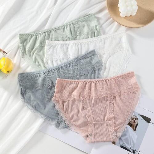 3Pcs Ladies Sexy Mesh Panties Low-waist Seamless Lace Underwear Briefs Transparent Silk Panties Women Solid Knickers Lingerie