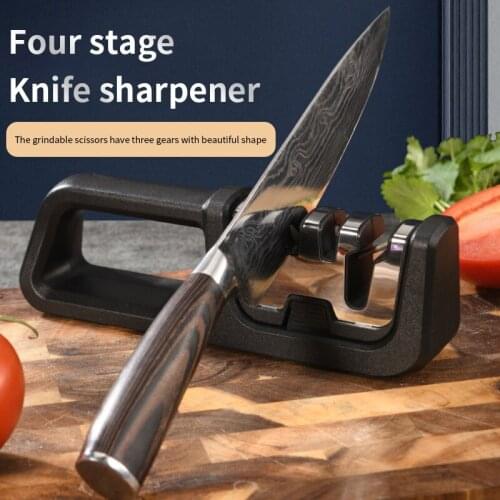4 Stages Stainless Steel Knife Sharpener Diamond Sharpener Professional Whetstone Scissors Kitchen Knife Whetstone Kitchen Tools
