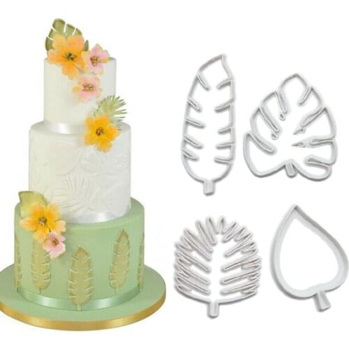4pcs Creative Leaf Leaves Jungle Biscuit Cookie Cutter Fondant Cake Decorating Mold DIY Cookie Mold Baking Tools For Kitchen