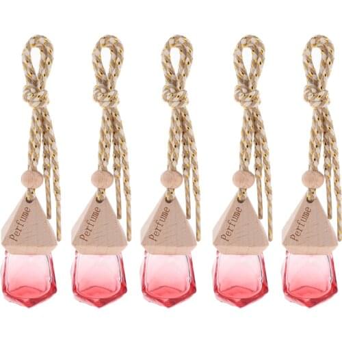 5pcs 6ml Aroma Essential Oil Diffuser Bottle Glass Car Hanging Pendant Vials