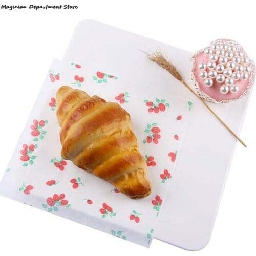 Postmark Strawberry Greaseproof Paper Picnic Food Pad Paper Bento Greaseproof Interlayer Paper French Fries Popcorn Papers 50pcs