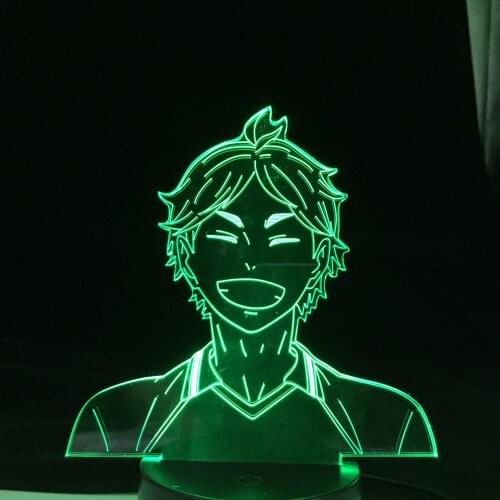 HAIKYUU ANIME LAMP KAWAII NISHINOYA Laugh 3D Led Night Light Remote Control 16 Colors Changing Illusion Lampara Birthday Gift