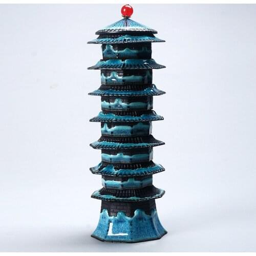 Unique design Tea set 8cups 1Gaiwan,Eight treasure tower travel tea set temmoku glaze Porcelain Exquisite Set Kung Fu Tea Cup