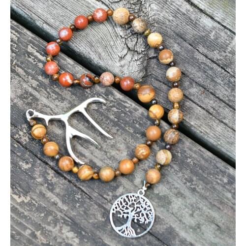 Wood Wisdom Pagan Prayer Beads. Pagan Druid Druidry Witch Brigid Elen Cernunnos Herne Nemetona Petrified