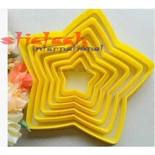 By dhl or ems 500 sets 6pcs/set Plastic Star Shaped Cake Mold Cookie Cutter Fondant Cake Decorating Tools Bakeware