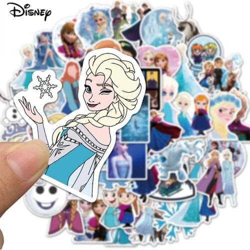 Disney Frozen Anime Stickers 50pcs for Computer Car Refrigerator Waterproof Sunscreen Scratch Proof Cartoon Sticker Elsa