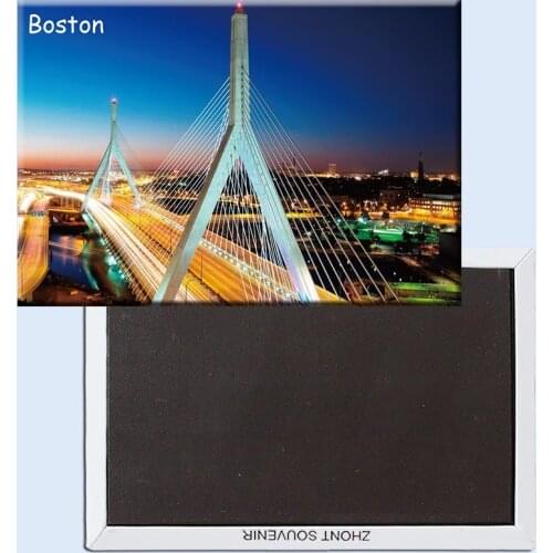 78*54mm Travel Fridge Magnets 21427,Leonard_P._Zakim_Bunker_Hill_Bridge Boston Tourist Magnets;world scenery tourist area