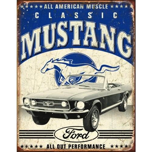 Desperate Enterprises Classic Ford Mustang Tin Sign, 12.5" W x 8" H