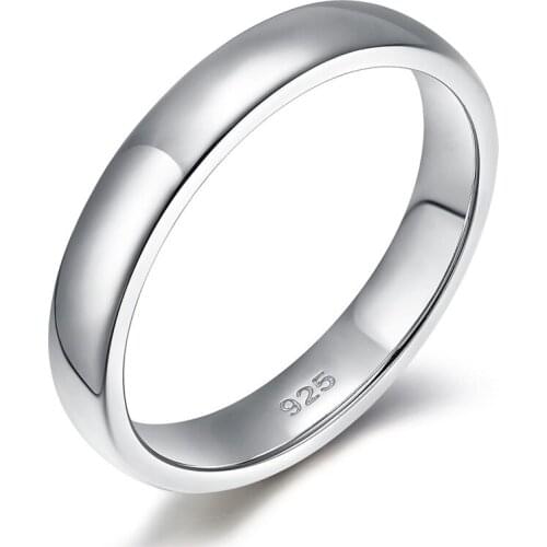 EAMTI 4mm Never Fade 925 Sterling Silver Rings Wedding For Men Women Simple Engagement Bague for Couple Female Jewelry