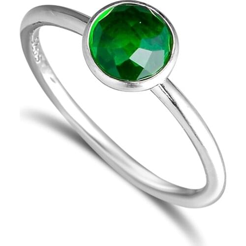 CKK 925 Sterling Silver May Droplet, Royal-Green Crystal Rings Original Fashion European Style DIY Jewelry