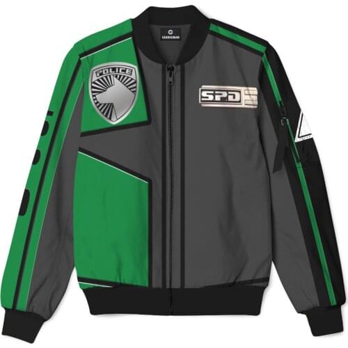 3D Printed RANGERS SPD Blue/Green/Pink/Orange Bomber Jacket Wear Thick Quilted Casual Fashion Coat For Men Outdoors In Winter