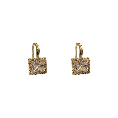 RZ124 Square Zircon Ear Hooks Womens Simple Retro Earrings Fashion Temperament Earrings