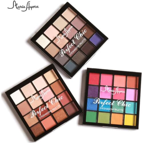 MARIA AYORA 1pcs Makeup Eyeshadow Kit Long Lasting Pigment Warm Matte Shimmer Earth Powder 16 Colors Eyes Shadow Palette