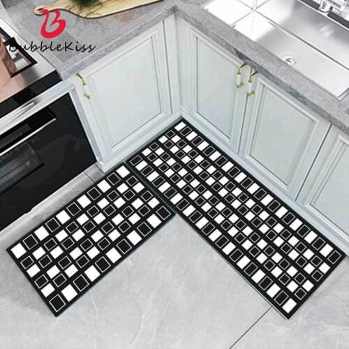 Bubble Kiss Oil-Proof Kitchen Carpet Plaid Pattern Carpets For Bedroom Decor Kitchen Mat Polyester Non-Slip Bedside Area Rug