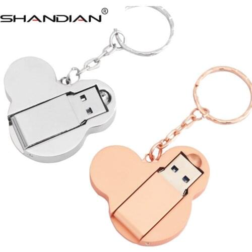 SHANDIAN metal Mikey heard USB Flash Drive delicacy pendrive 4GB/16G/32GB/64G cartoon pen drive memory stick lovely gift usb 2.0