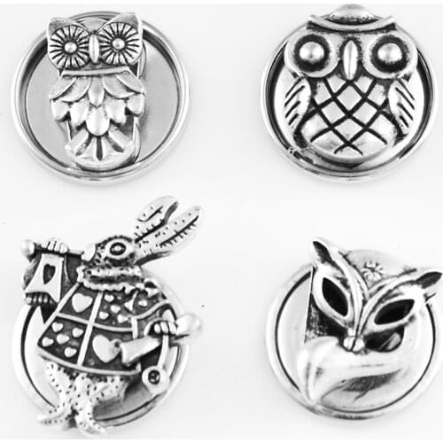 MF6118 NEW 18mm Vintage OWL fox rabbit Metal Snap button fit snap jewelry DIY