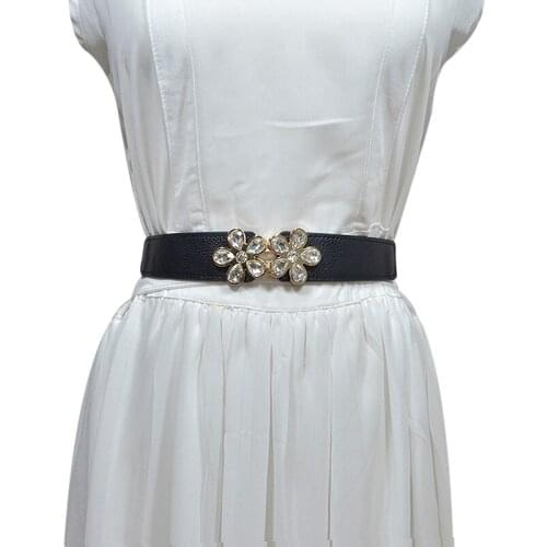 Fashion 2018 Super Shiny Rhinestone Ladies Belt Inlaid Crystal Beads Women Elastic Belt Ceinture Belt Black Bg-804