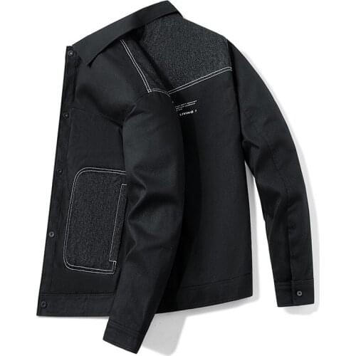 Workwear jacket mens spring and autumn loose trend Korean solid color jacket 2021 new handsome jacket