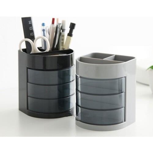 3 grid Pen stand Holder Desk Organizer Stationery Round Pencil Holder Organizer Storage Container School Supplies Accessories