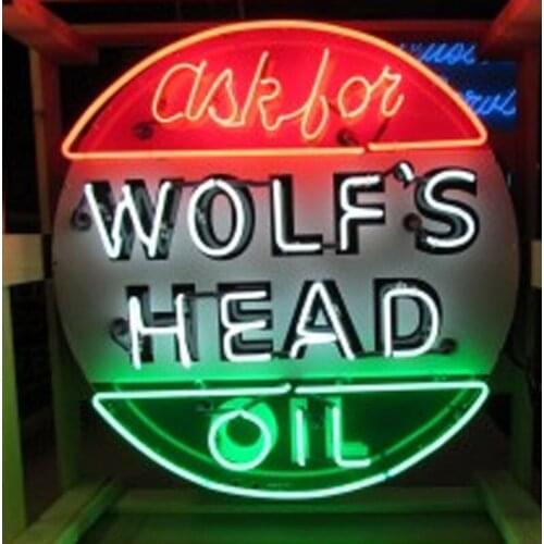 Neon Sign For Ask For Wolfs Head Oil light Beer Gas Station Window Advertise Custom LOGO Decorate Display Impact Attract light