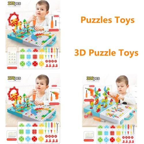 New 2D/3D Puzzles Toys Safe Material Pretend Play Tool Drill Disassembly Educational Toys For Boy Gifts 275pcs 276pcs 316pcs