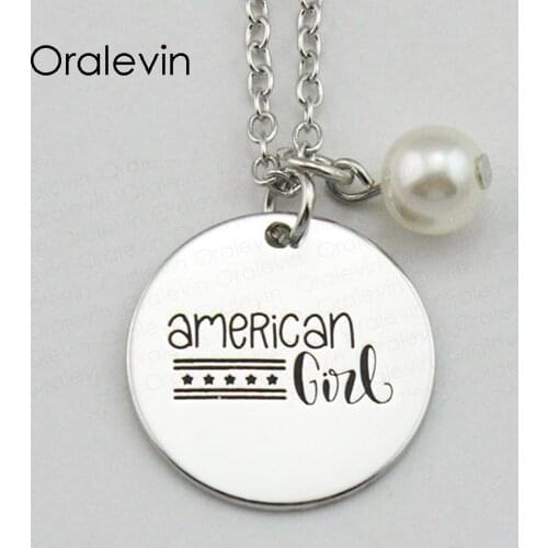 New Fashion Trendy AMERICAN GOD Inspirational Hand Stamped Engraved Custom Pendant Necklace Gift Jewelry,10Pcs/Lot, #LN1997