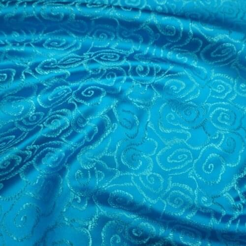 CF923 Solid Blue Clouds Jacquard Brocade Fabric Chinese Silky Brocade Fabric Mens Jackets Clothes Chinese Style Home Textiles