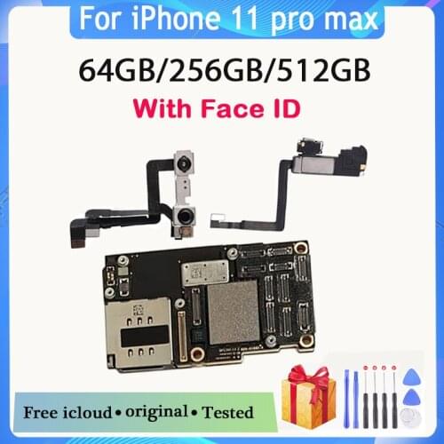 Original Motherboard For iPhone 11 Pro max Factory Unlocked Mainboard Without with Face ID IOS Support LTE 4G Plate