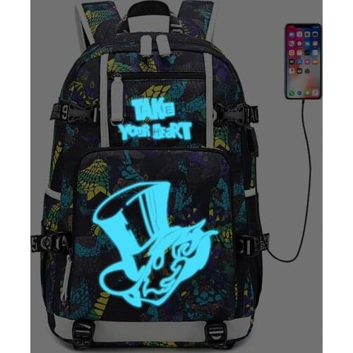 PERSONA 5 Persona5 Backpack USB Port Rucksack Bag Snake Pattern Student Teenagers School Bags travel Shoulder Laptop Bag