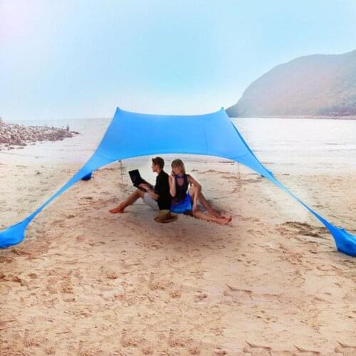 3-4 People Beach Tent Sun Shade Set Portable Outdoor Sun Shading Awning With Sandbags Lycra Fabric Sun Shelters Camping Tent