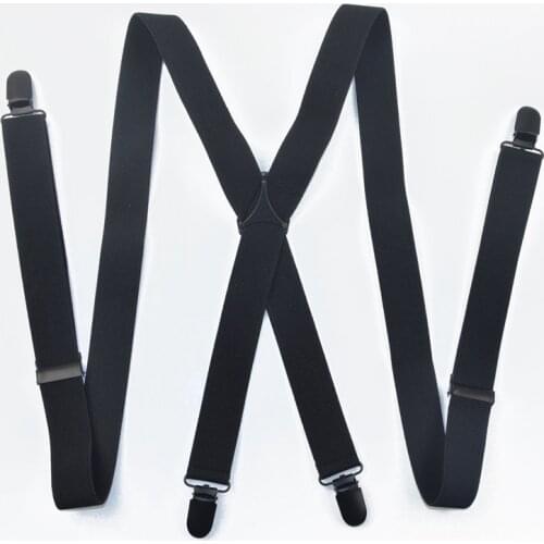 Fashion Black corss 4 Clip Unisex Suspenders for Women Mens Braces For Trousers Elastic Belts Straps Braces 100 and 120cm
