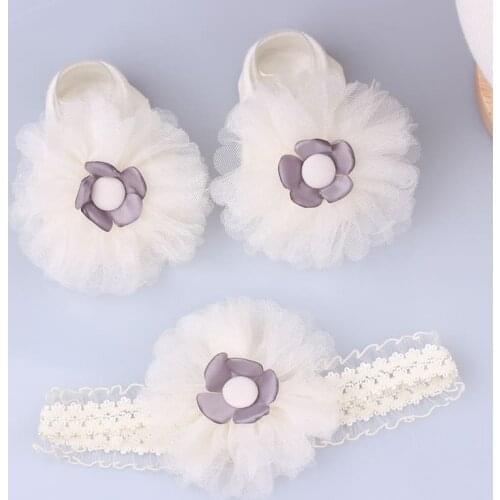 Cute Lace Flower Baby Headband Socks Set Newborn Baby Girl Hair Band Turban Bows Pearl Girls Hairband Baby Hair Accessories