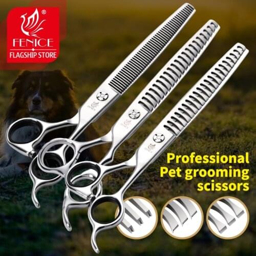 Fenice professional dog scissors 7/7.5 inch pet dog grooming scissors thinning shears for dogs thinning