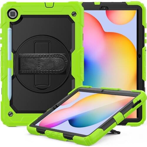 For Galaxy Tab S6 Lite Case 360 Rotate Kickstand&hand Strap Cover Heary Duty Rugged Shockpoof Case for Samsung S6 Lite P610/P615