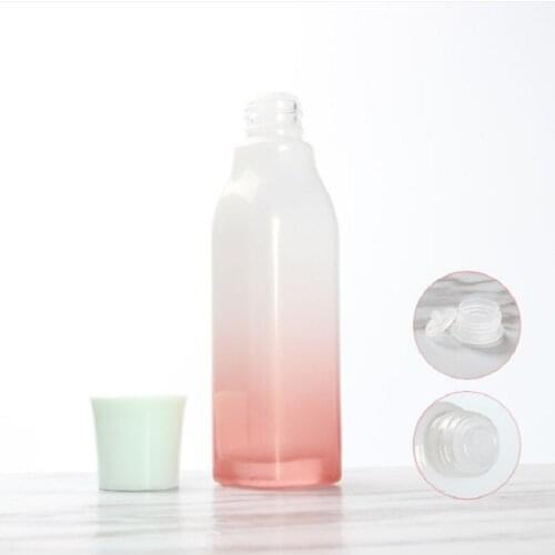 Pink Spray Bottle Glass Empty Cosmetic Packaging Container Square Shape Toner Emulsion Press Refillable Bottles