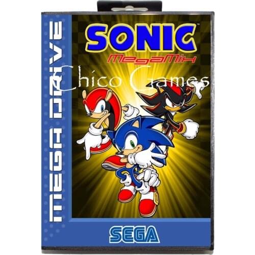 Sega MD games card -Sonic Megamix EU Cover for Sega MegaDrive Video Game Console 16 bit MD card