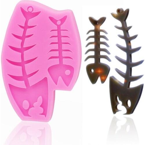 Fish Bone Shape Earrings Epoxy Resin Mold Keychain Casting Silicone Mould DIY Crafts Jewelry Pendant Making Tools