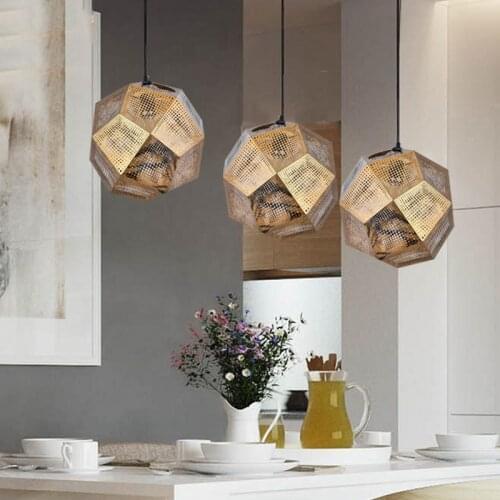 Nordic Stainless Steel Metal Geometric Art Chandelier Restaurant Bar Light Creative Metal Spherical Chandelier Staircase Lamps