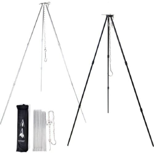 Barbecue Folding Tripod Camping Tripod Set Pot Hanger Outdoor Campfire Cooker Picnic Cooking Pot Grill