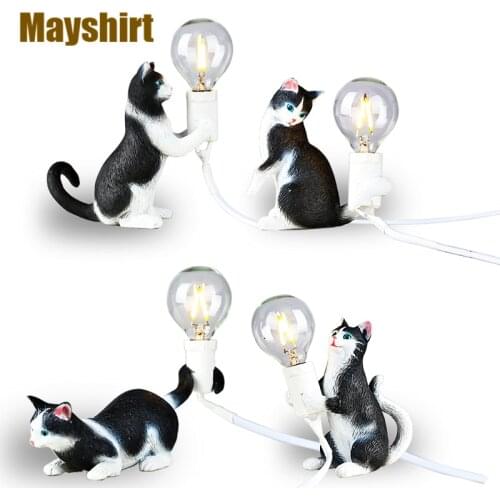 Selettl Cat Table Lamp Modern Resin Animal Bedroom Desk Lamps Living Room Bedside Light Fixtures Home Decor Led Nightstand Lamp
