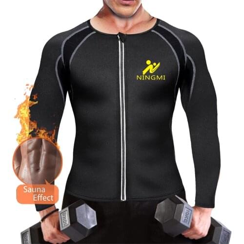 NINGMI Sport Shirts Hot Body Shaper Corset Tracksuit Mens Weight Loss Neoprene Sauna Shapewear Slim Waist Trainer Body Shapers