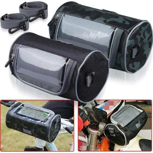 Motorcycle Front Storage Bags Bike Tube Handlebar Cross Body Touch Screen Phone Mount Bag Windshield Bags for Bicycle Motorbike