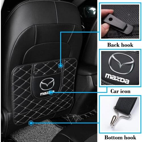 Car Seat Back Cover Protector For Kids PU Leather Waterproof Anti Kick Mat For MAZDA 3 BK BL 5 CR CW 6 II GH CX-7 ER MX-5 NC III