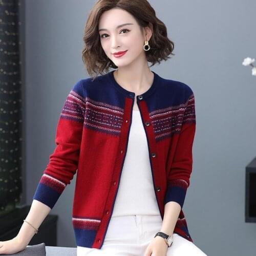National Style Printed Single-breasted Cardigan Sweater Women Long Sleeve Round Neck Knitted Jumpers Female Spring Autumn 2020