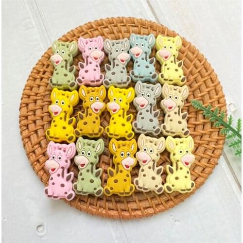 10PCS Giraffe Shape Silicone Beads Baby Molar Teether Bead DIY Pacifier Chain Jewelry Accessories