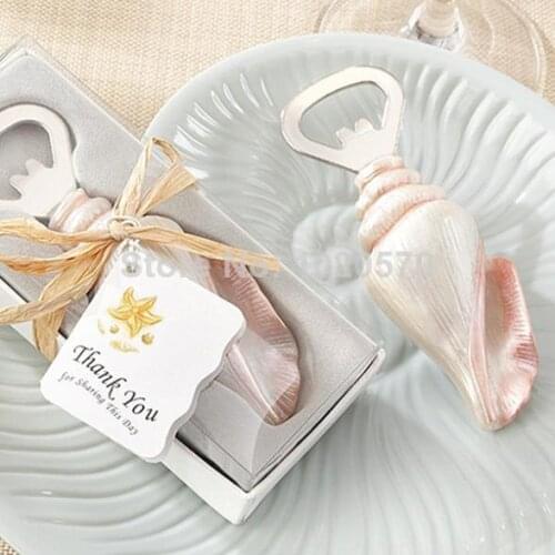 100pcs/lot Wedding Gifts of Shore Memories Sea Shell Bottle Opener For Beach wedding favors and Party favors Free shipping