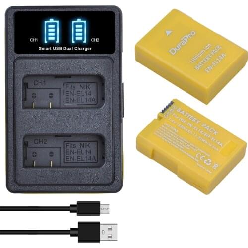 1530mAH EN-EL14a EN-EL14 EL14 Battery + USB Charger with Type C for Nikon D5600,D5500,D5300,D5200,D5100,D3200,D3300,P7800,P7100