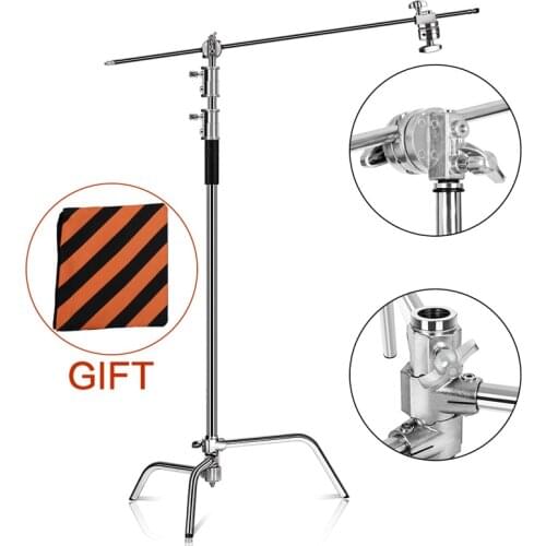 2.6M/8.5FT Heavy Duty Stainless Steel C-Stand Foldable Tripod Magic Leg Photography C-Stand For Spot Light Softbox Photo Studio